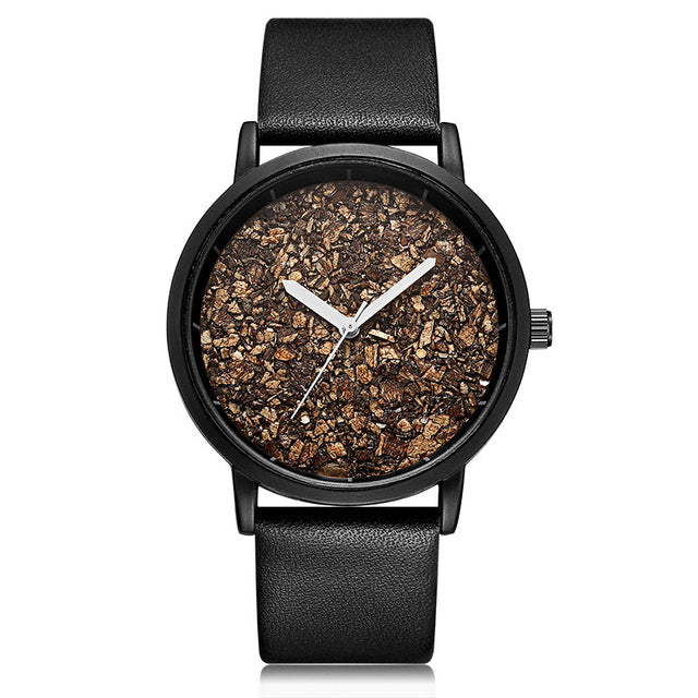 Natural Gravel Stone Face Men Brand Quartz Watches