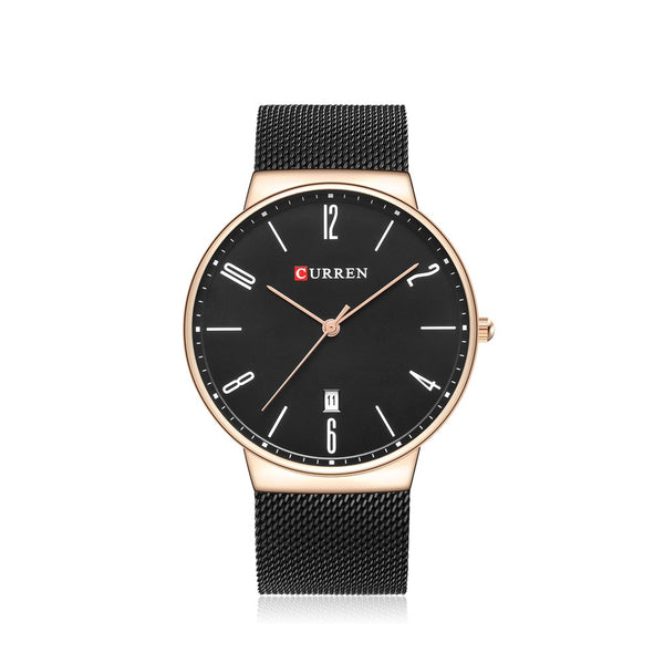 Luxury brand CURREN Quartz Watch Men Stainless Steel Mesh Strap Thin Clock Casual Wristwatch