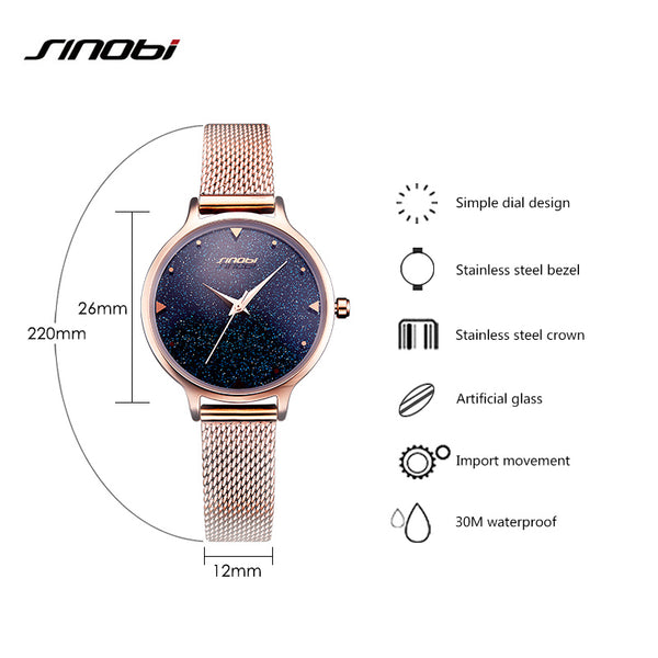 Galaxy design Luxury brand Quartz Watch Women Dress Casual Stainless steel 2018