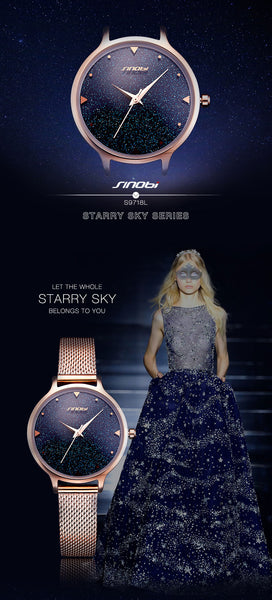 Galaxy design Luxury brand Quartz Watch Women Dress Casual Stainless steel 2018