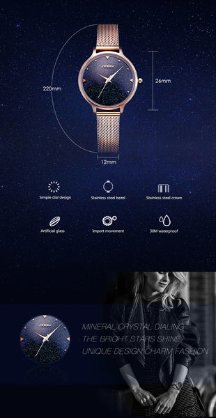 Galaxy design Luxury brand Quartz Watch Women Dress Casual Stainless steel 2018