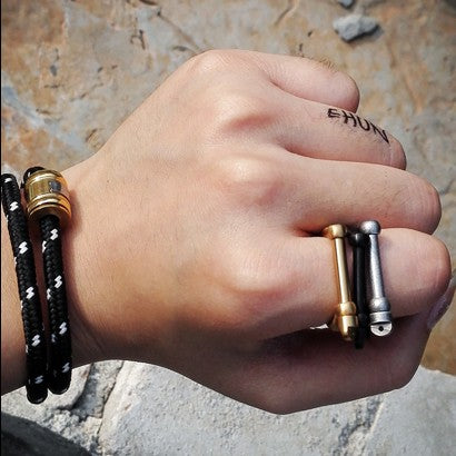 Horseshoe Stainless Steel Shackle U Ring Men + Shackle U Cuff Bracelet Open Bangles For Men