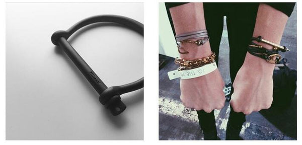 Horseshoe Stainless Steel Shackle U Ring Men + Shackle U Cuff Bracelet Open Bangles For Men