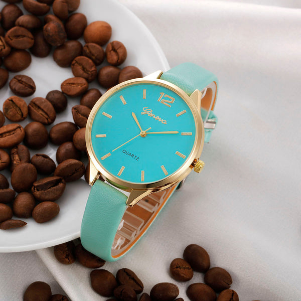 Women Watch Casual Quartz Checkers Faux Leather Analog Wrist relogios de pulso feminino Waterproof