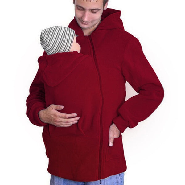 Kangaroo Hoodies Unisex Sweatshirt Baby Carrier Wearing Baby Frock Zipper