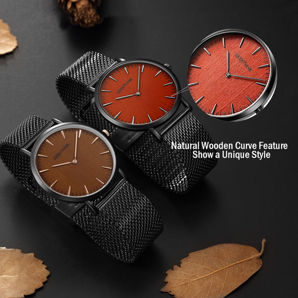 Quartz watch men Black Casual Japan quartz-watch stainless steel Mesh strap ultra thin