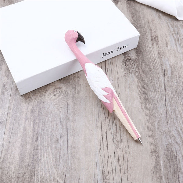 Flamingo Ballpoint Pen Wooden Flamingo Carved Ball Pen