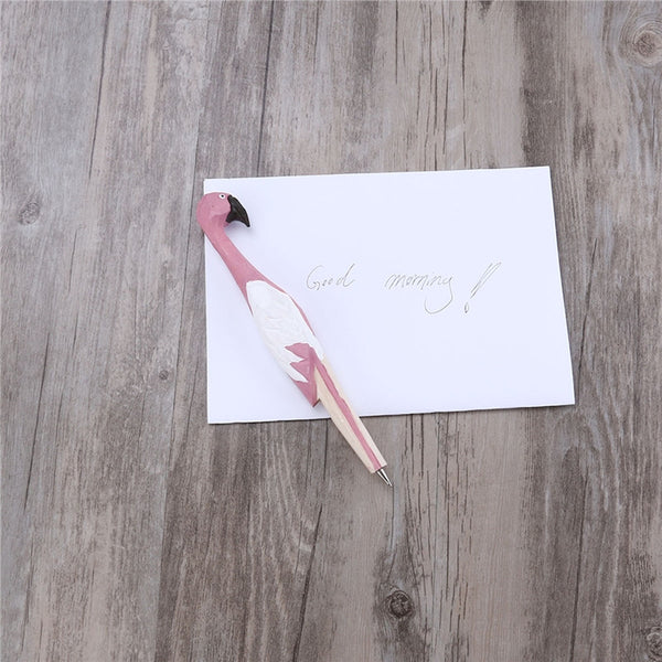 Flamingo Ballpoint Pen Wooden Flamingo Carved Ball Pen