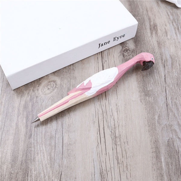 Flamingo Ballpoint Pen Wooden Flamingo Carved Ball Pen