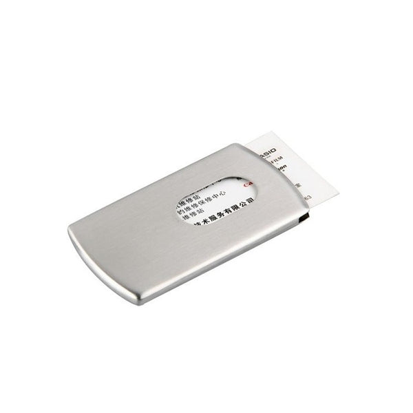 Portable Slide Out Stainless Steel Business Name Credit ID Card Holder Case Box