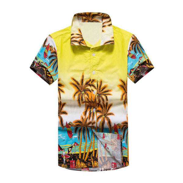Men's Print Shirts Short Sleeve Big Size Cotton
