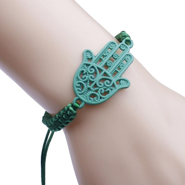 Bracelet Bangle Antique Silver Kabbalah Hamsa Hand Charms