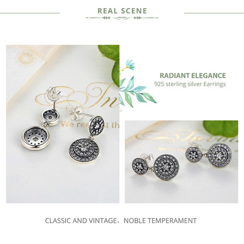 925 Sterling Silver Radiant Elegance Earrings Clear CZ Crystals