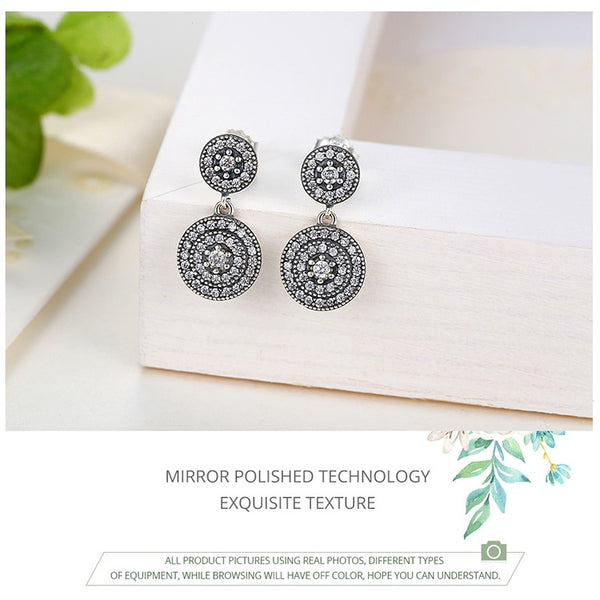 925 Sterling Silver Radiant Elegance Earrings Clear CZ Crystals
