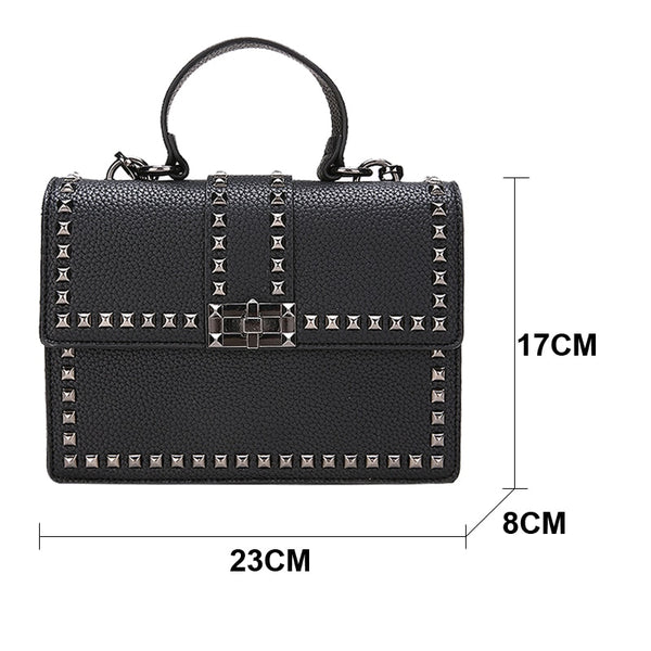 Cover Rivet Bag Girls Fashion Shoulder Bag Ladies PU Leather Handbags