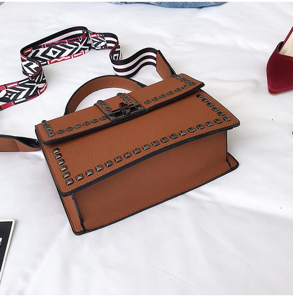 Cover Rivet Bag Girls Fashion Shoulder Bag Ladies PU Leather Handbags