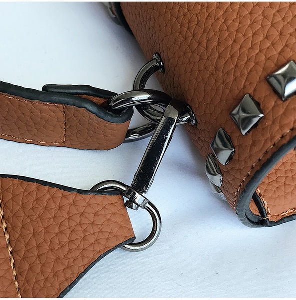 Cover Rivet Bag Girls Fashion Shoulder Bag Ladies PU Leather Handbags