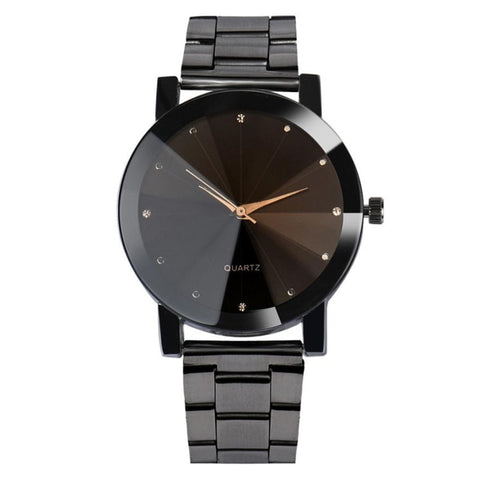 Steel Watchband Quartz Wrist Watches Rhombus Glass Black Silver Color Men Fashion Luxury Business Watch