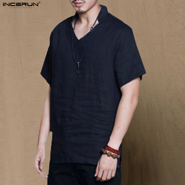 Linen Shirt Men Slim fit Casual Dress