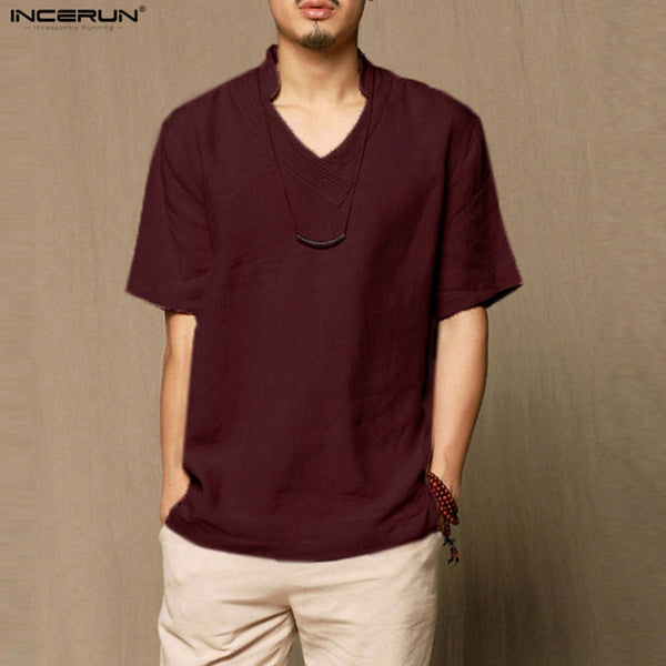 Linen Shirt Men Slim fit Casual Dress