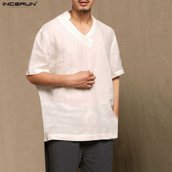 Linen Shirt Men Slim fit Casual Dress