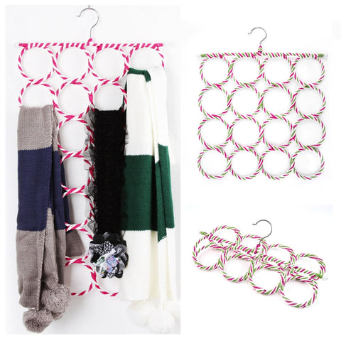 2 pieces Multi-function Scarf Shawl Scarf Belt Tie Hanger Holder Organizer Storage 16 Rings
