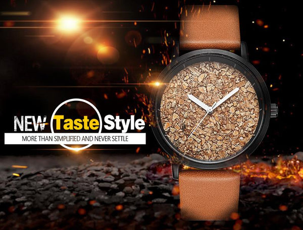 Natural Gravel Stone Face Men Brand Quartz Watches