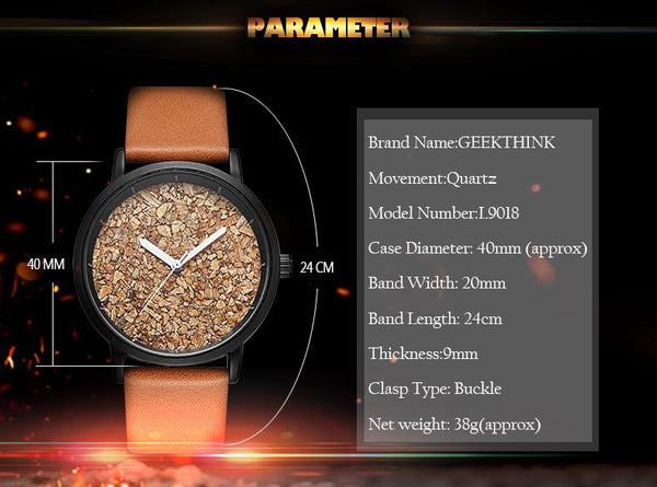 Natural Gravel Stone Face Men Brand Quartz Watches