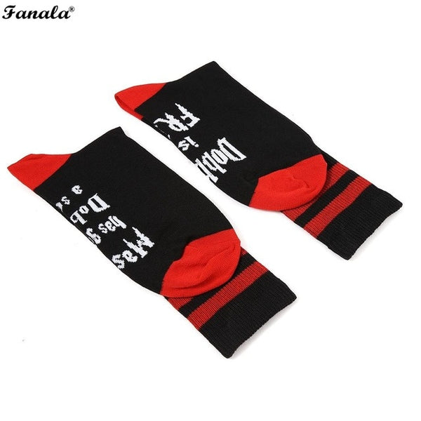 1 Pair Women Middle Elastic Contrast Color Letters Printed Socks