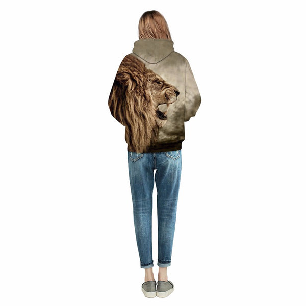 New Fashion Galaxy Hoodie Sweatshirt For Men 3D Lion Print Cartoon Hooded