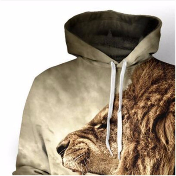 New Fashion Galaxy Hoodie Sweatshirt For Men 3D Lion Print Cartoon Hooded
