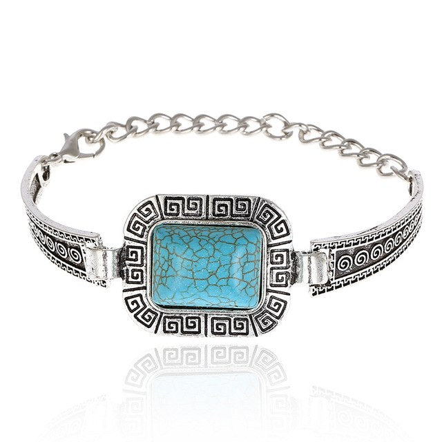 Blue artificial feroza Stone Charm Silver Color bracelets & bangles