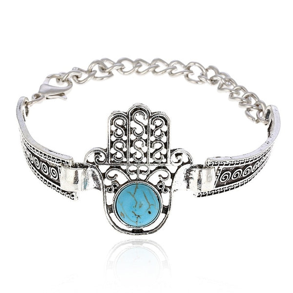 Blue artificial feroza Stone Charm Silver Color bracelets & bangles
