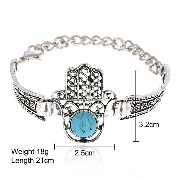 Blue artificial feroza Stone Charm Silver Color bracelets & bangles