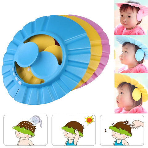 Kids Adjustable Bathing Shampoo Caps Baby Safety Shower Hat Bathing