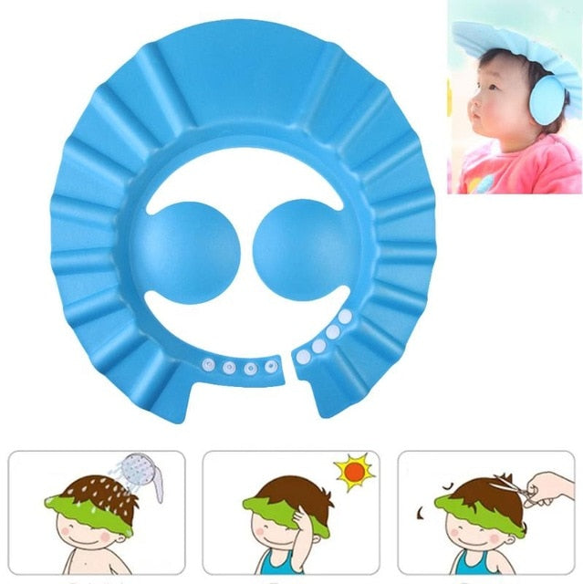 Kids Adjustable Bathing Shampoo Caps Baby Safety Shower Hat Bathing