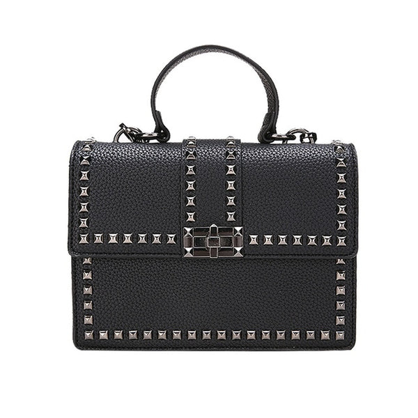 Cover Rivet Bag Girls Fashion Shoulder Bag Ladies PU Leather Handbags