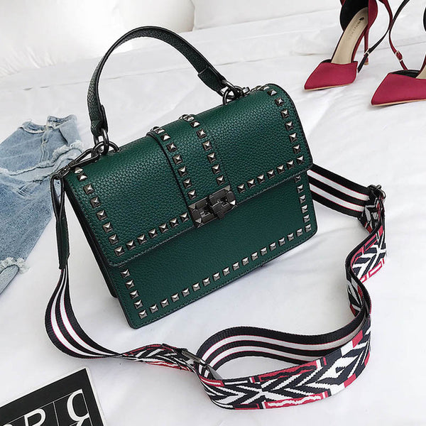 Cover Rivet Bag Girls Fashion Shoulder Bag Ladies PU Leather Handbags