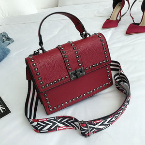 Cover Rivet Bag Girls Fashion Shoulder Bag Ladies PU Leather Handbags