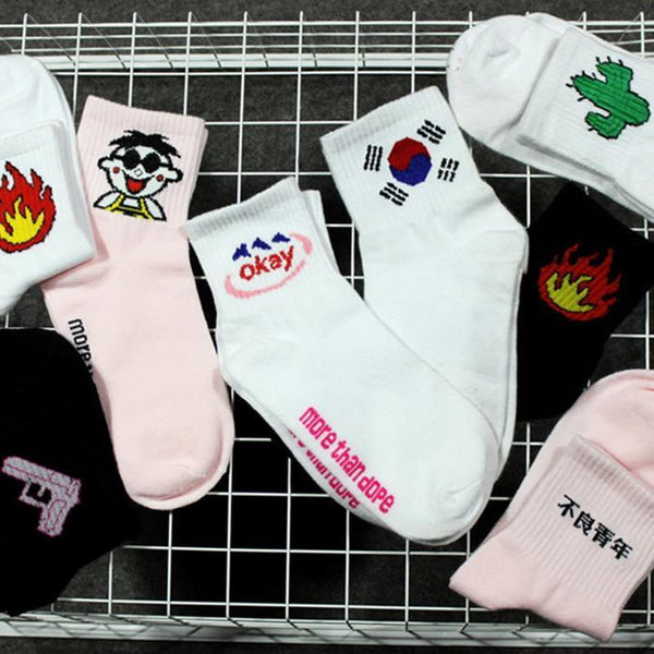 Breathable Non-Slip Mid Socks Unisex  Short Fashion Couple Socks Casual Autumn