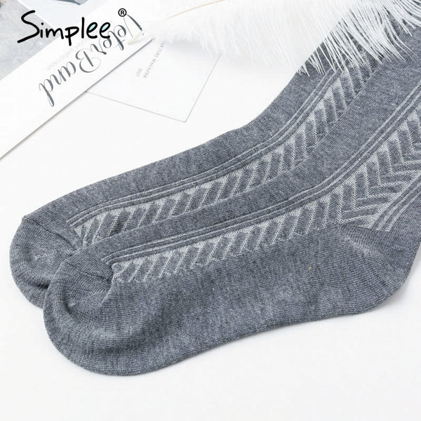 Knitted mesh women long stockings Winter autumn warm thigh high over the knee socks