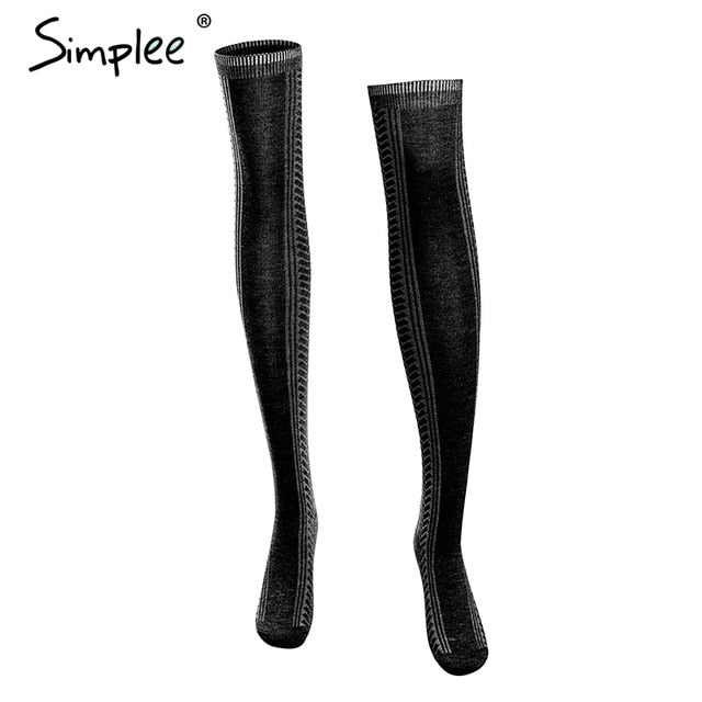 Knitted mesh women long stockings Winter autumn warm thigh high over the knee socks