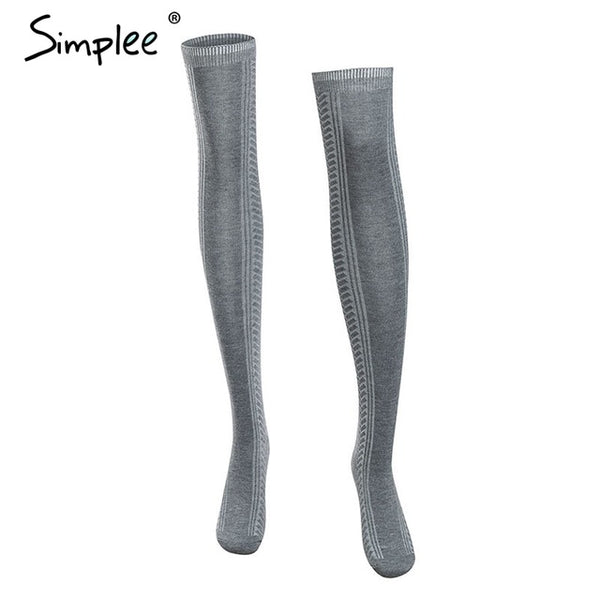 Knitted mesh women long stockings Winter autumn warm thigh high over the knee socks