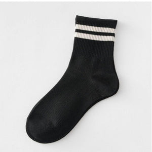 Mid Socks Women Casual 1 Pair Striped Yellow Socks Cotton