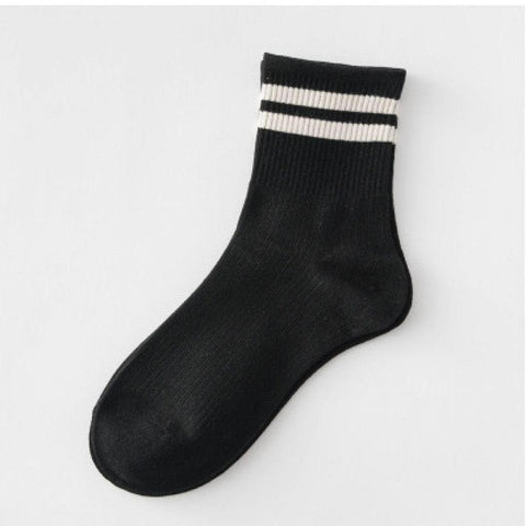 Mid Socks Women Casual 1 Pair Striped Yellow Socks Cotton