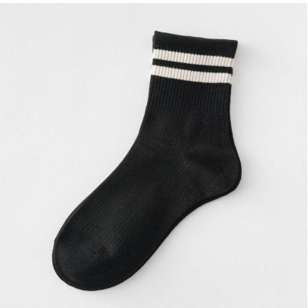 Mid Socks Women Casual 1 Pair Striped Yellow Socks Cotton