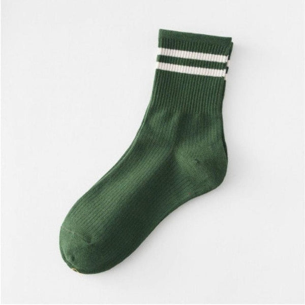 Mid Socks Women Casual 1 Pair Striped Yellow Socks Cotton