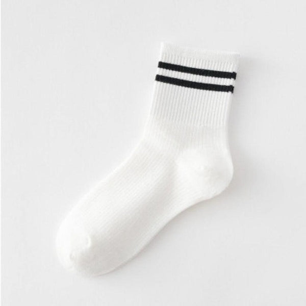 Mid Socks Women Casual 1 Pair Striped Yellow Socks Cotton