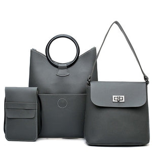 Soft Pu Leather 3 pieces  Shoulder Bag 2018 Female Lock Messenger Bag Small Phone Bag Set