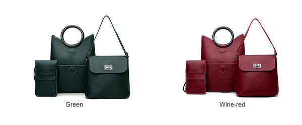 Soft Pu Leather 3 pieces  Shoulder Bag 2018 Female Lock Messenger Bag Small Phone Bag Set